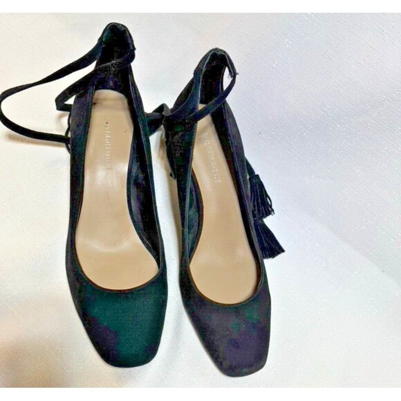 Saks‎ Fifth Ave. Black Suede Bambi Ankle Wrapped Block Heel Classic Heels Sz. 8 - Picture 6 of 7